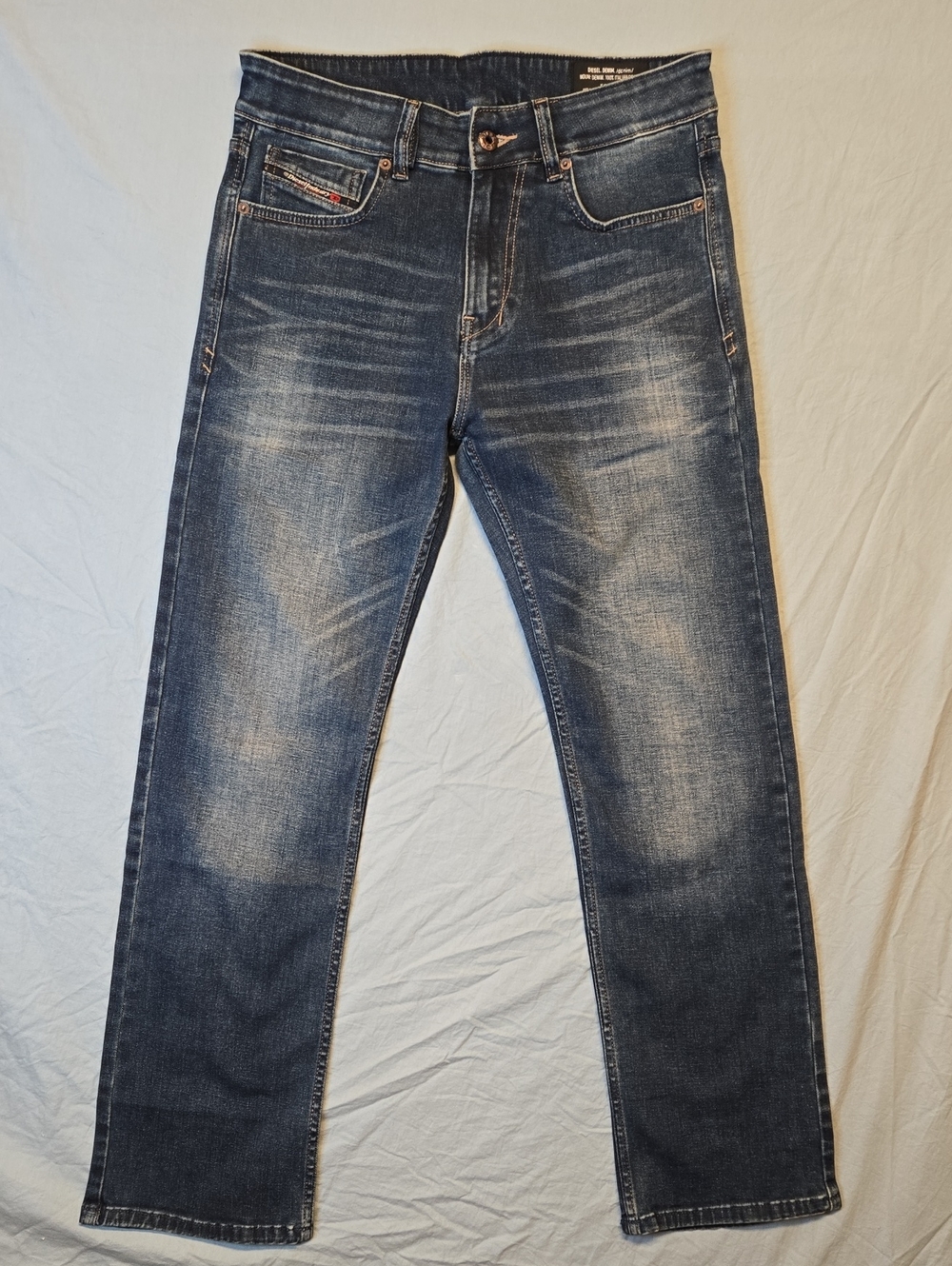 Diesel Made In Italy Straight Leg Baggy Fit Blue Faded Indigo Jeans